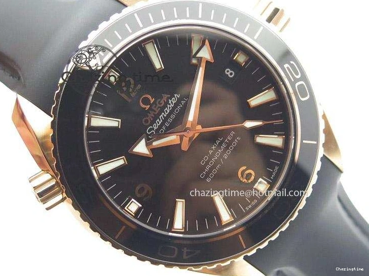 0418 Planet Ocean Professional Rose Gold Liquid Metal V6F 42mm On Black Rubber Strap A Vibrant 8266